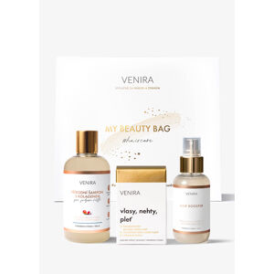 VENIRA beauty bag, dárková sada pro podporu růstu vlasů - kapsle pro vlasy, šampon s kolagenem pro podporu růstu, hair booster